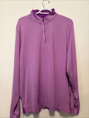 FootJoy Purple Jubilee Stripe Half-Zip Performance Sweater